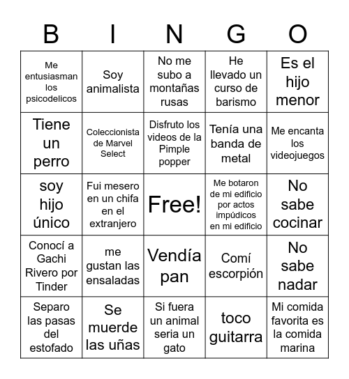 ¡A conocernos! Bingo Card