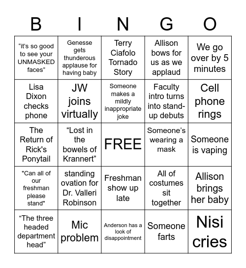 Orientation Bingo 2022 Bingo Card