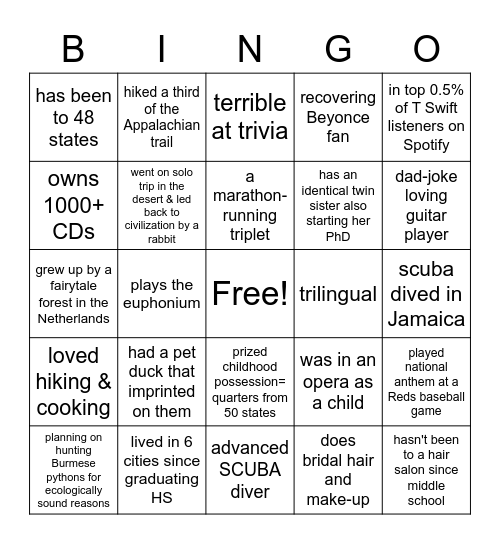 NS Retreat 2022 Bingo Card