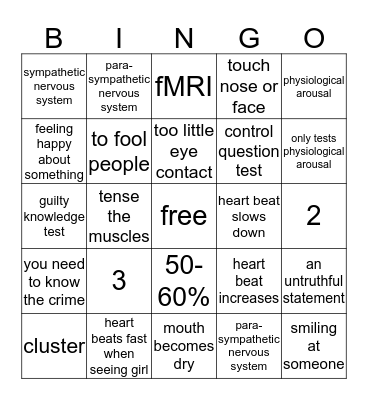 Liar, Liar Bingo Card