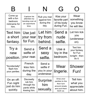 Fun Week Bingo Card