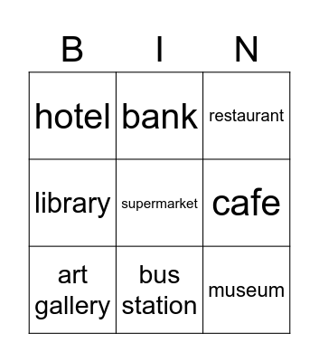 Places of town Bingo Card