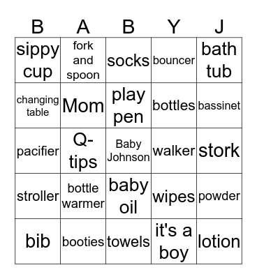 CURTISHIA'S BABY SHOWER Bingo Card