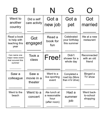 Back to School Bingo for Teachers Bingo Card