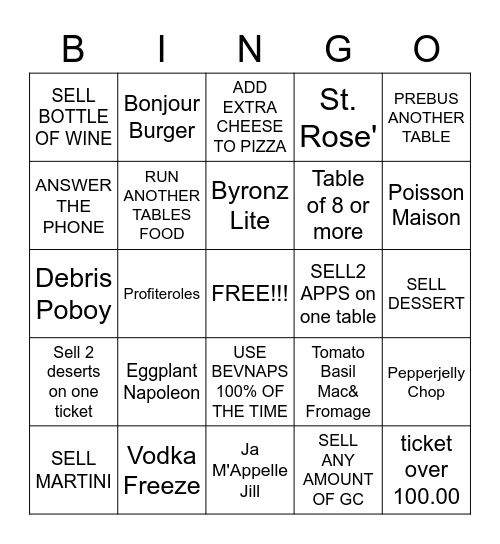 SERVER BINGO Card