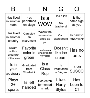 Find Someone Who... Bingo Card