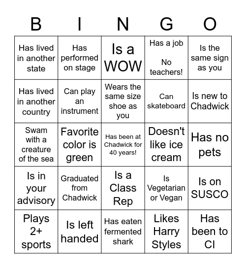 Find Someone Who... Bingo Card