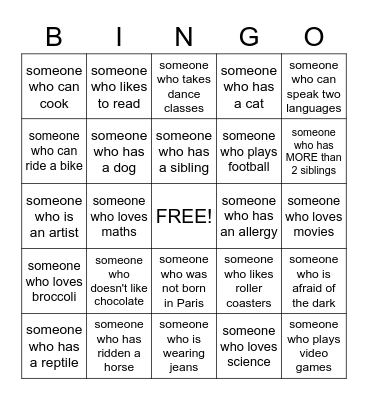 Meet Me Bingo Card