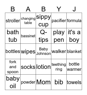 CURTISHIA'S BABY SHOWER Bingo Card