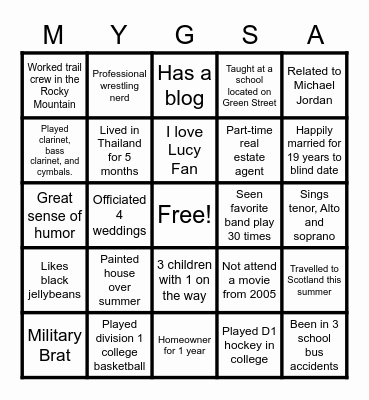 Introduction Bingo Card