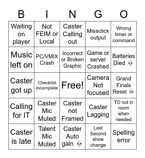 Penalty Bingo Card