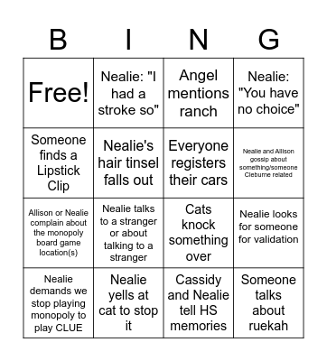 Nealie's Bach Bash Bingo Card