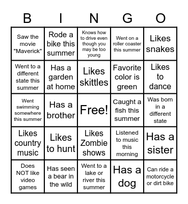 Find Someone Who..... Bingo Card