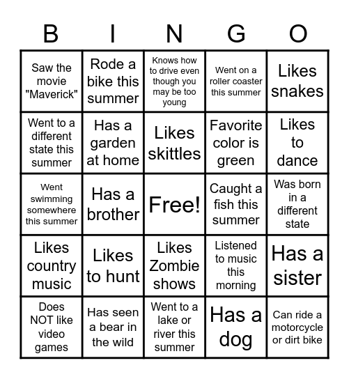 Find Someone Who..... Bingo Card