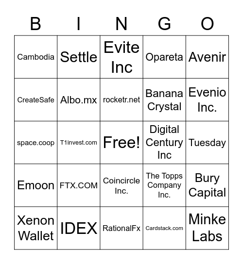 Wyre Partner Bingo Card