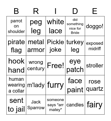 Ren Fest Bingo Card