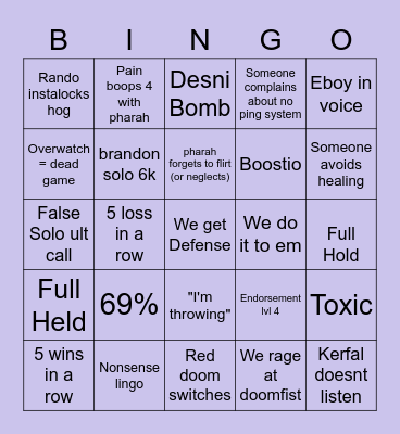 Belladonna BINGO Name Edition Bingo Card