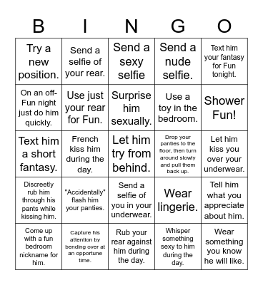 Fun Week Bingo Card