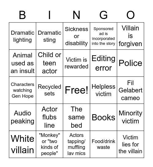 Generation Hope Bingo Card