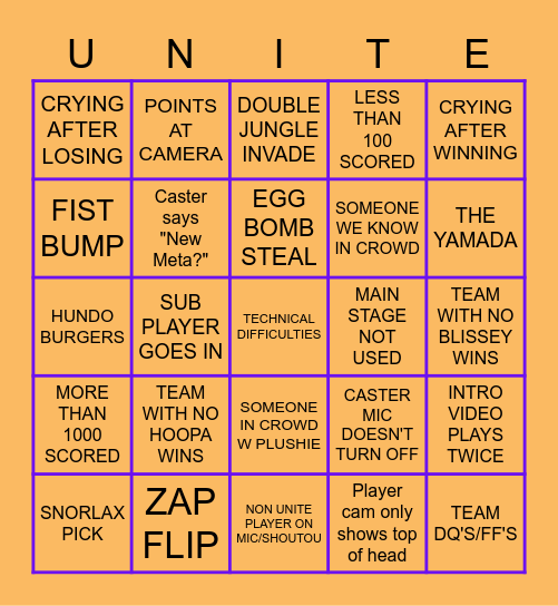 UNITE WORLDS DAY 2 Bingo Card