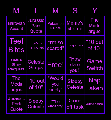 Celeste 48Hr Bingo! Bingo Card