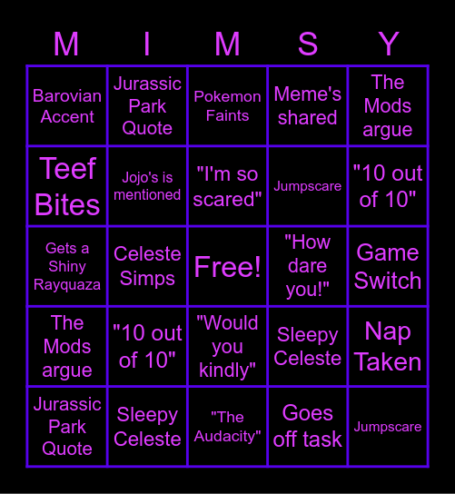 Celeste 48Hr Bingo! Bingo Card