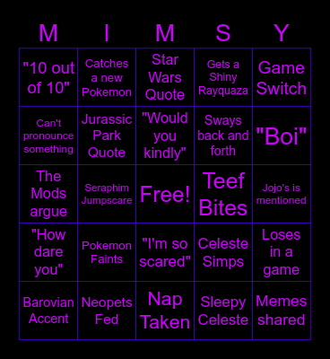 Celeste Bingo! Bingo Card