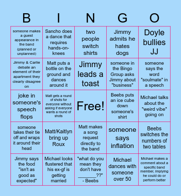 Wedding Bingo Card
