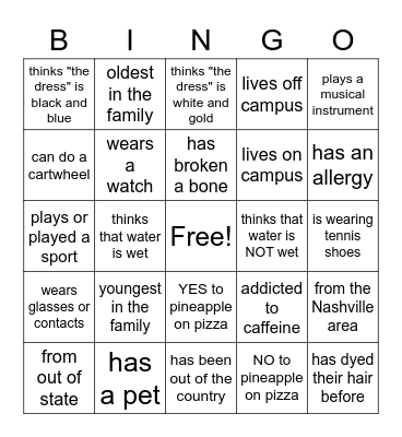 People Bingo Card