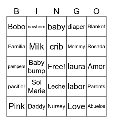 Baby Bingo Card