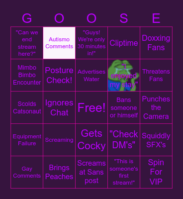 GooseSalesman Bingo Card