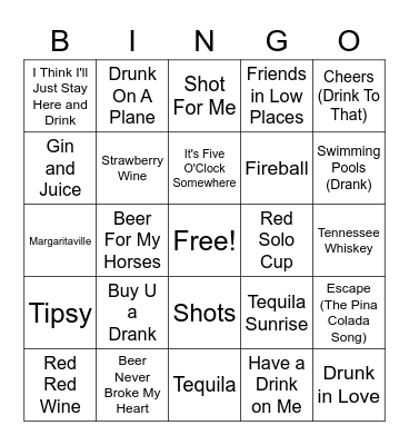 Drink Bingo Card