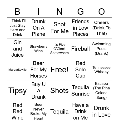 Drink Bingo Card