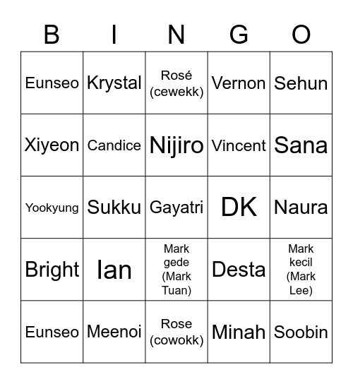 Minahhh Bingo Card