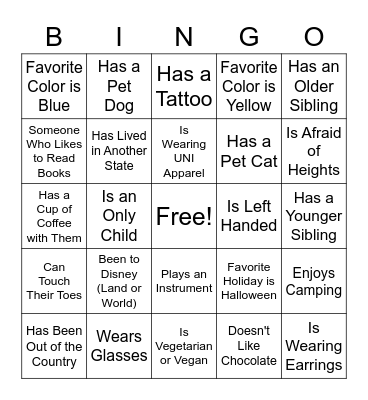 Social BINGO Card