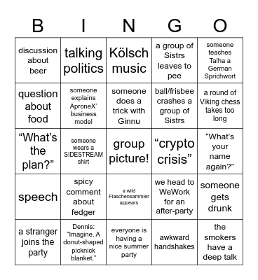 SIDESTREAM Bingo Card