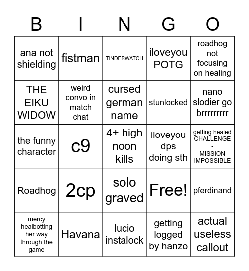 TILTWATCH BINGO Card