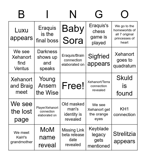 Dark Road bingo Card