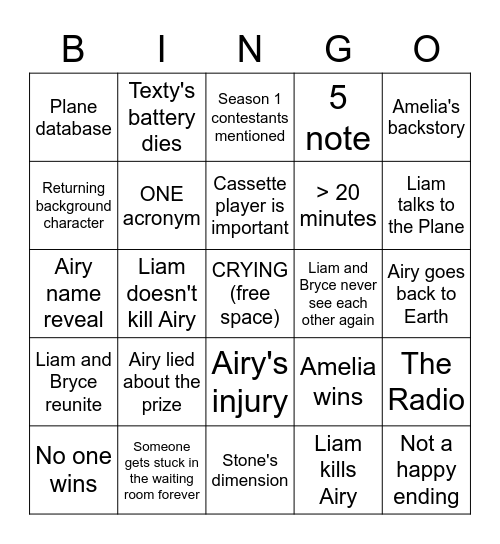 One 18 Predictions Bingo Card