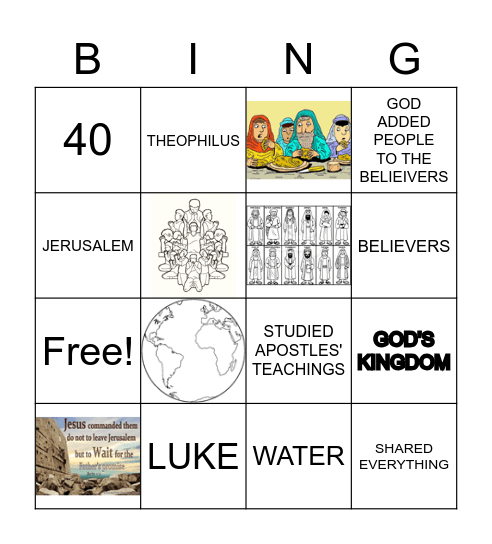 ACTS 1 & 2 Bingo Card