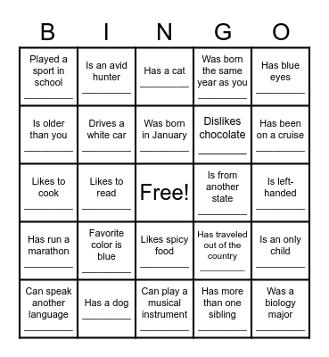 Find Someone Who... Bingo Card