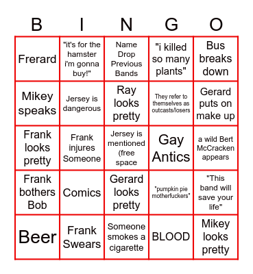 Life On The BINGO Scene Bingo Card