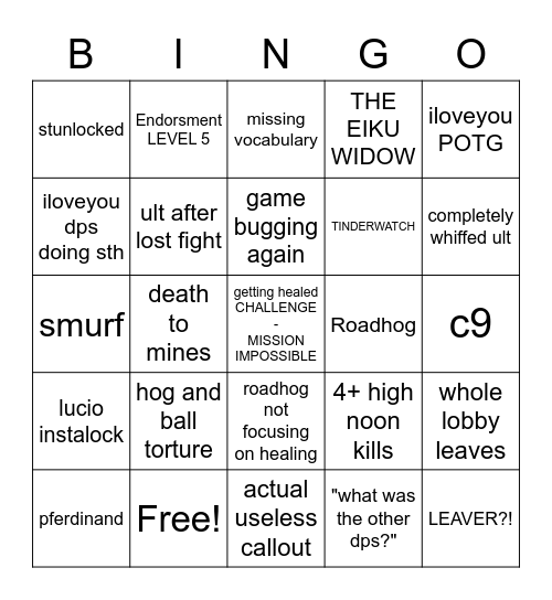 TILTWATCH BINGO Card