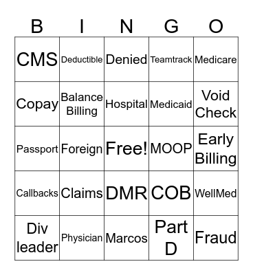 Claims RRS BINGO! Bingo Card