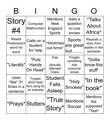 Sport Ministry Bingo Card
