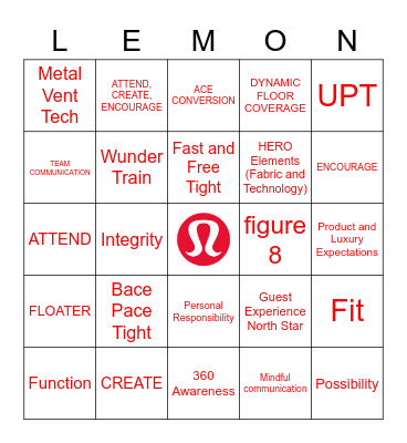 Lululemon Outlet DFC Bingo Card