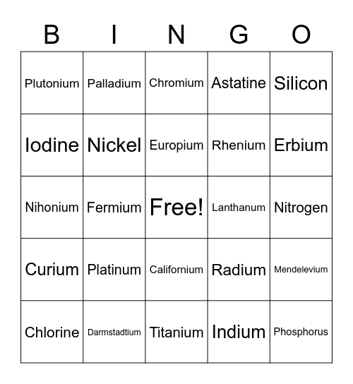 My Symbo Card Bingo Card