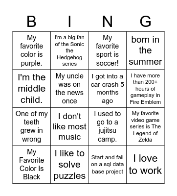 VGD-II Bingo Card