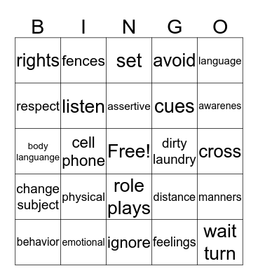 Better Boundaries Bingo Card