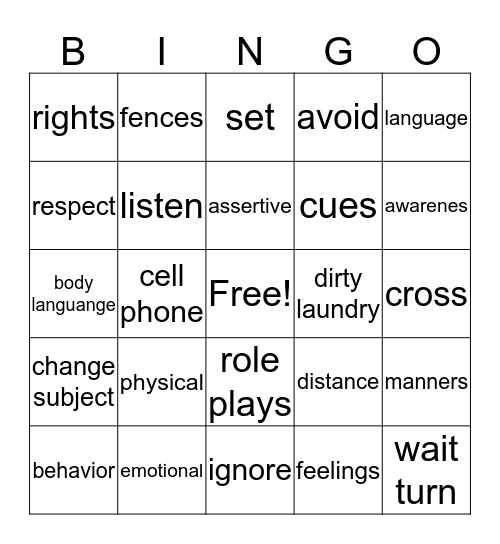 Better Boundaries Bingo Card